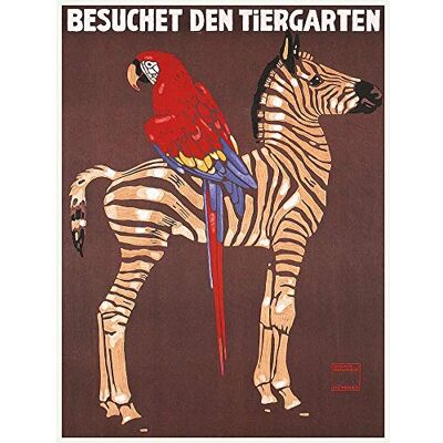 Wee Blue Coo Utställning kommersiell annons zoo zebra papegoja Tyskland vintage konsttryck affisch väggdekor 30 x 40 cm Wee Blue Coo Utställning kommersiell annons zoo zebra papegoja Tyskland vintage konsttryck affisch väggdekor 30 x 40 cm