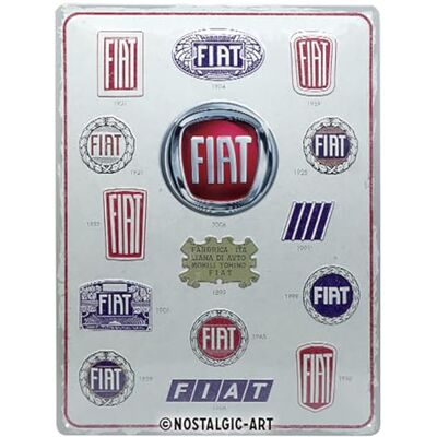 ART Plåtskylt i retrostil, Fiat – Logo Evolution – Presentidé för bilälskare, av metall, Deko vintagedesign, 30 x 40 cm ART Plåtskylt i retrostil, Fiat – Logo Evolution – Presentidé för bilälskare, av metall, Deko vintagedesign, 30 x 40 cm