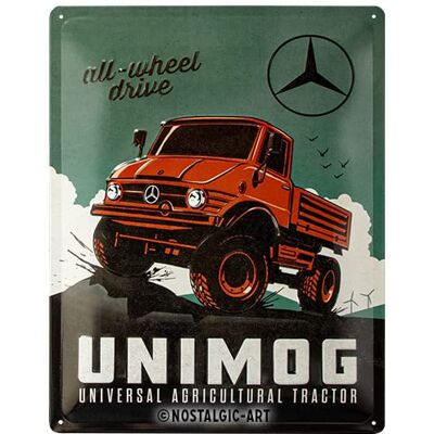 ART Plåtskylt i retrostil, 30 x 40 cm, Daimler Truck – Unimog – Presentidé för biltillbehörsälskare, Official License Product (OLP), av metall, vintagedesign ART Plåtskylt i retrostil, 30 x 40 cm, Daimler Truck – Unimog – Presentidé för biltillbehörsälskare, Official License Product (OLP), av metall, vintagedesign