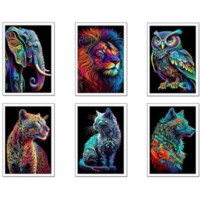 DKORARTE Set med 6 bilder bas trä, modern vardagsrumsdekoration, sovrum, rum, natur och djur med metallhängare, (29 x 20 cm varje bild) DKORARTE Set med 6 bilder bas trä, modern vardagsrumsdekoration, sovrum, rum, natur och djur med metallhängare, (29 x 20 cm varje bild)