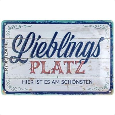 ART Nostalgisk konst retro plåtskylt, 20 x 30 cm, favoritplats – presentidé för ditt hem, gjord av metall, vintagedesign med slogan ART Nostalgisk konst retro plåtskylt, 20 x 30 cm, favoritplats – presentidé för ditt hem, gjord av metall, vintagedesign med slogan