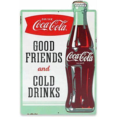 Open Road Brands Coca-Cola Good Friends kall dryck metallskylt – vintage Coca-Cola-skylt med klassisk Coca-Cola-flaska för kök, matsal eller mansgrotta Open Road Brands Coca-Cola Good Friends kall dryck metallskylt – vintage Coca-Cola-skylt med klassisk Coca-Cola-flaska för kök, matsal eller mansgrotta