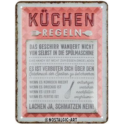 ART Nostalgisk konst retro plåtskylt, 15 x 20 cm, köksregler – presentidé för köket, gjord av metall, vintage design med slogan ART Nostalgisk konst retro plåtskylt, 15 x 20 cm, köksregler – presentidé för köket, gjord av metall, vintage design med slogan