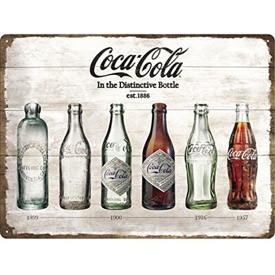 ART Plåtskylt i retrostil, 30 x 40 cm, Coca-Cola – Bottle Timeline – Presentidé för Coca Cola-älskare, Official License Product (OLP), av metall, vintagedesign ART Plåtskylt i retrostil, 30 x 40 cm, Coca-Cola – Bottle Timeline – Presentidé för Coca Cola-älskare, Official License Product (OLP), av metall, vintagedesign