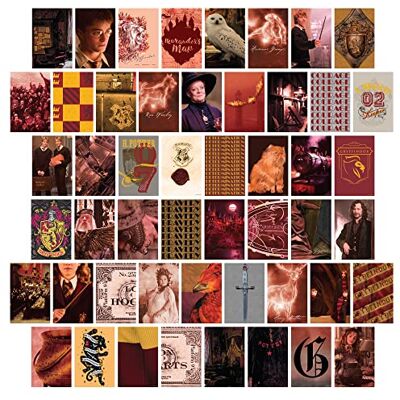 CON*QUEST Conquest Journals Harry Potter Gryffindor väggcollage, uppsättning av femtio samlarobjekt 4 x 6 officiella konsttryck från trollkarlsvärlden, tryckt på kvalitetskort, matt finish CON*QUEST Conquest Journals Harry Potter Gryffindor väggcollage, uppsättning av femtio samlarobjekt 4 x 6 officiella konsttryck från trollkarlsvärlden, tryckt på kvalitetskort, matt finish