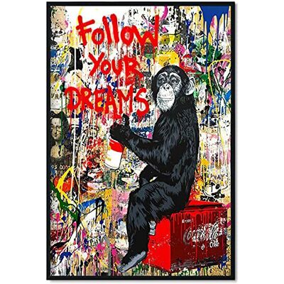 Tanmart Banksy kanvas väggkonst apa – följ dina drömmar – gata graffiti väggkonst banksy konsttryck gorilla affisch banksy konstverk för vägg graffiti bildmålning för heminredning 40 x 60 cm utan ram Tanmart Banksy kanvas väggkonst apa – följ dina drömmar – gata graffiti väggkonst banksy konsttryck gorilla affisch banksy konstverk för vägg graffiti bildmålning för heminredning 40 x 60 cm utan ram