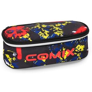 COMIX WBS Oval skolpennfodral för barn och pojkar, perfekt för brevpapper, med avdelare, elastiska öglor och praktisk dragkedja, 22 x 5,5 x 7 cm, dödskalle, Svart/röd, Vardaglig COMIX WBS Oval skolpennfodral för barn och pojkar, perfekt för brevpapper, med avdelare, elastiska öglor och praktisk dragkedja, 22 x 5,5 x 7 cm, dödskalle, Svart/röd, Vardaglig