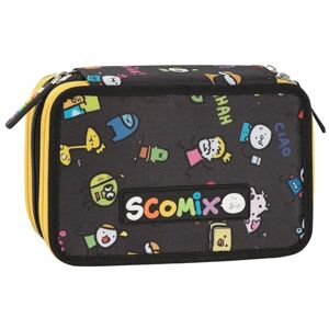 COMIX S by Sio Skolväska, pennfodral med 3 fack för pojkar och flickor, med komplett brevpapper, 5 namnskyltar och praktiska dragkedjor, 20 x 13 x 7 cm, svart, Flerfärgad, s scottecs COMIX S by Sio Skolväska, pennfodral med 3 fack för pojkar och flickor, med komplett brevpapper, 5 namnskyltar och praktiska dragkedjor, 20 x 13 x 7 cm, svart, Flerfärgad, s scottecs