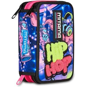 Mitama Skolväska 3 fack, SUPER TRIPLO POP MUSIC, Innehåll 47 st, Komplett med blyertspennor, markörer, pennhållare grundskola flicka, Svart, Modern Mitama Skolväska 3 fack, SUPER TRIPLO POP MUSIC, Innehåll 47 st, Komplett med blyertspennor, markörer, pennhållare grundskola flicka, Svart, Modern