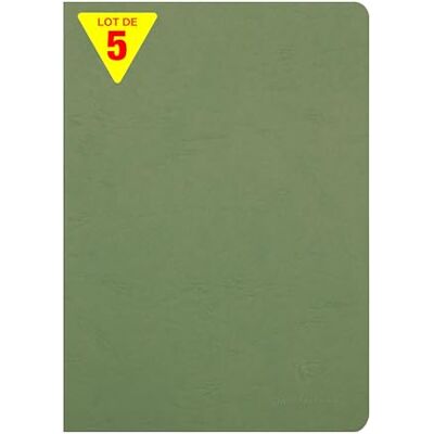 Clairefontaine 733003Cpack Age Bag Collection En uppsättning med 5 gröna häftade anteckningsböcker A4 21 x 29,7 cm 96 vita enade sidor 90 g papper glansiga kortomslag läder korn Clairefontaine 733003Cpack Age Bag Collection En uppsättning med 5 gröna häftade anteckningsböcker A4 21 x 29,7 cm 96 vita enade sidor 90 g papper glansiga kortomslag läder korn