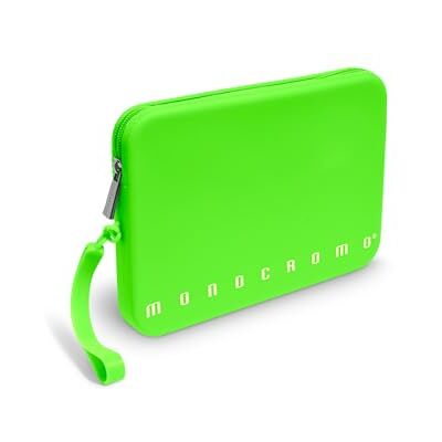 Pigna , kuvertväska i mjuk silikon, monokrom fluo, med handtag, dragkedja, färg grön, förpackning 1 st Pigna , kuvertväska i mjuk silikon, monokrom fluo, med handtag, dragkedja, färg grön, förpackning 1 st