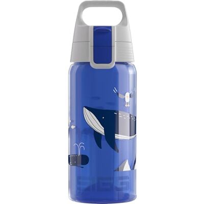 Sigg VIVA ONE Blue Whale Dricksflaska för barn, lämplig för kolsyrade drycker, läckagesäker, diskmaskinssäker och BPA-fri, för sport, blå, 0,5 l Sigg VIVA ONE Blue Whale Dricksflaska för barn, lämplig för kolsyrade drycker, läckagesäker, diskmaskinssäker och BPA-fri, för sport, blå, 0,5 l