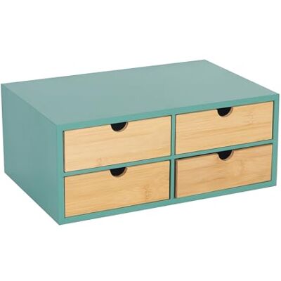 Relaxdays Skrivbordsförvaring, 4 lådor, för kontorsredskap, H x B x D: 14 x 33 x 21 cm, bambu & MDF, mint/natur Relaxdays Skrivbordsförvaring, 4 lådor, för kontorsredskap, H x B x D: 14 x 33 x 21 cm, bambu & MDF, mint/natur
