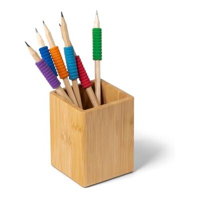 OSCO Bambu fyrkantig pennburk Pennhållare i trä snyggt skrivbord kontorsarrangör sminkförvaring kosmetikdisplay H 10 x B 7 x D 7,7 cm OSCO Bambu fyrkantig pennburk Pennhållare i trä snyggt skrivbord kontorsarrangör sminkförvaring kosmetikdisplay H 10 x B 7 x D 7,7 cm