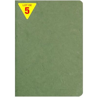 Clairefontaine 733103Cpack Age Bag Collection En uppsättning med 5 gröna häftade anteckningsböcker A5 14,8 x 21 cm 96 vita enade sidor 90 g papper glansiga kornomslag läder Clairefontaine 733103Cpack Age Bag Collection En uppsättning med 5 gröna häftade anteckningsböcker A5 14,8 x 21 cm 96 vita enade sidor 90 g papper glansiga kornomslag läder