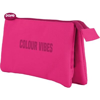 DOHE Trippelt skolpennfodral 3 fack, Multipurpose Pennfodral, Mått 23x12x2,5 cm, Dragkedja, Tillverkad av slitstark polyester COLOR VIBES Rosa DOHE Trippelt skolpennfodral 3 fack, Multipurpose Pennfodral, Mått 23x12x2,5 cm, Dragkedja, Tillverkad av slitstark polyester COLOR VIBES Rosa