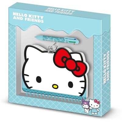 KARACTERMANIA Hello Kitty Kawaii Journal Face Pack + 6-färgad penna, blå KARACTERMANIA Hello Kitty Kawaii Journal Face Pack + 6-färgad penna, blå