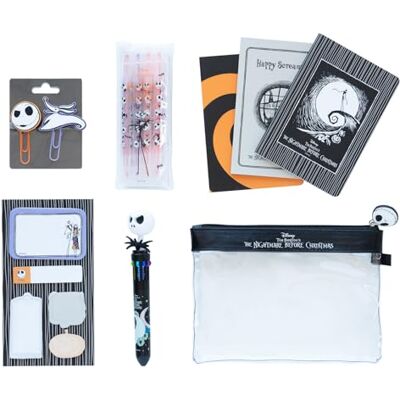 Grupo Erik Erik Disney Nightmare Before Christmas Stationery Set Pencil Case, A6 Notebooks, Pen, Highlighter, Sticky Notes, Paper Clips Grupo Erik Erik Disney Nightmare Before Christmas Stationery Set Pencil Case, A6 Notebooks, Pen, Highlighter, Sticky Notes, Paper Clips