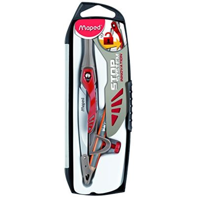 Maped kompas Stop System Innovation Universal Ring Compass + papperspenna patenterat låssystem för grenar perfekt spårade skolkompass från 10 år Maped kompas Stop System Innovation Universal Ring Compass + papperspenna patenterat låssystem för grenar perfekt spårade skolkompass från 10 år