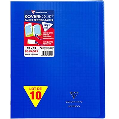 Clairefontaine 981422C en uppsättning med 10 Koverbook marinblå häftade anteckningsböcker 24 x 32 cm 96 sidor med stora rutor 90 g vitt papper Polypro-omslag Clairefontaine 981422C en uppsättning med 10 Koverbook marinblå häftade anteckningsböcker 24 x 32 cm 96 sidor med stora rutor 90 g vitt papper Polypro-omslag