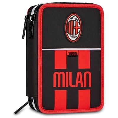 Seven Skolväska Milan 3 Zip Milan, svart, trippelfack, 45 delar, brevpapper set, tillbehör ryggsäck, grundskola, barn och pojkar, fotboll, officiell produkt Seven Skolväska Milan 3 Zip Milan, svart, trippelfack, 45 delar, brevpapper set, tillbehör ryggsäck, grundskola, barn och pojkar, fotboll, officiell produkt