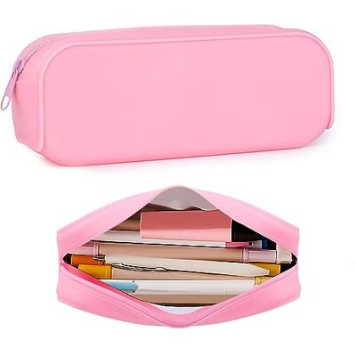 HORJOR Silikon pennfodral med stor kapacitet skolväska flicka tonåring pastell skolväska brevpapper organisatör för dam och herr, pink, 22 * 5 * 2cm, Mode HORJOR Silikon pennfodral med stor kapacitet skolväska flicka tonåring pastell skolväska brevpapper organisatör för dam och herr, pink, 22 * 5 * 2cm, Mode