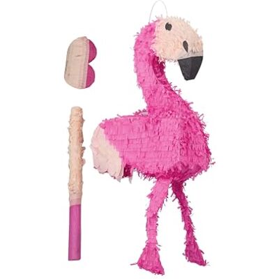 Relaxdays Pinata Flamingo, med stav & mask, festpinata barn, födelsedag, för fyllning, H x B x D: 80 x 40 x 14 cm, rosa Relaxdays Pinata Flamingo, med stav & mask, festpinata barn, födelsedag, för fyllning, H x B x D: 80 x 40 x 14 cm, rosa