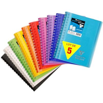 Clairefontaine 331201Cpack Koverbook carnet dessin/croquis 10,5x14,8cm (A6) reliure intégrale 100p papier blanc 125 g, couverture enveloppante PP transparent coloris assortis PAQ DE 5 Clairefontaine 331201Cpack Koverbook carnet dessin/croquis 10,5x14,8cm (A6) reliure intégrale 100p papier blanc 125 g, couverture enveloppante PP transparent coloris assortis PAQ DE 5