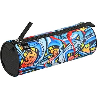 QUO VADIS Skolväska – rund graffiti – flerfärgad 8 x 23 x 8 cm – canvas (polyester) – 1 fack QUO VADIS Skolväska – rund graffiti – flerfärgad 8 x 23 x 8 cm – canvas (polyester) – 1 fack