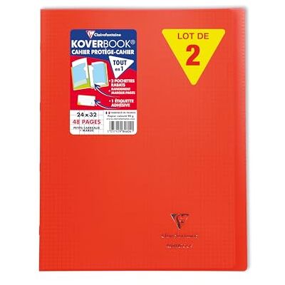 Clairefontaine 984604C en uppsättning med 10 röda Koverbook häftade anteckningsböcker 24 x 32 cm 48 små rutor med marginal 90 g vitt papper polyproomslag Clairefontaine 984604C en uppsättning med 10 röda Koverbook häftade anteckningsböcker 24 x 32 cm 48 små rutor med marginal 90 g vitt papper polyproomslag