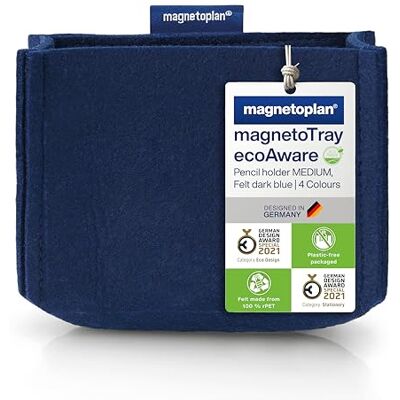 magnetoplan magnetoTray ecoAware Medium magnetisk pennhållare av filt, 13 x 10 x 6 cm, blå pennhållare tillverkad av återvunna PET-flaskor magnetoplan magnetoTray ecoAware Medium magnetisk pennhållare av filt, 13 x 10 x 6 cm, blå pennhållare tillverkad av återvunna PET-flaskor