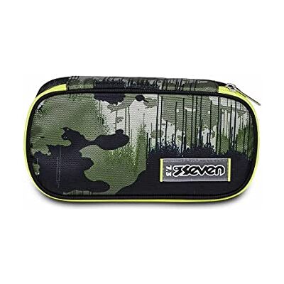 Seven Pencil case Pen bag, Pen Pouch Stationery Box for School Supplies sustainable Material, for Teen Girls and Boys, with Timetable and Pen Holders, GREENISH WILD Seven Pencil case Pen bag, Pen Pouch Stationery Box for School Supplies sustainable Material, for Teen Girls and Boys, with Timetable and Pen Holders, GREENISH WILD
