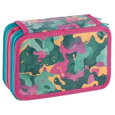 Favorit Pennfodral, 3 fack, skolmaterial med kontorsmaterial, 20 x 13 x 7,5 cm, kamouflage rosa Favorit Pennfodral, 3 fack, skolmaterial med kontorsmaterial, 20 x 13 x 7,5 cm, kamouflage rosa
