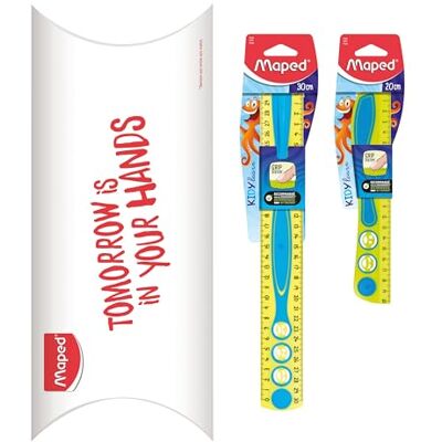 Maped Set med 2 Kidy'Grip Rules 20 cm linjal + 30 cm linjal plottregel halkfritt greppssystem, ultra-läsbar examen blå/grön Maped Set med 2 Kidy'Grip Rules 20 cm linjal + 30 cm linjal plottregel halkfritt greppssystem, ultra-läsbar examen blå/grön