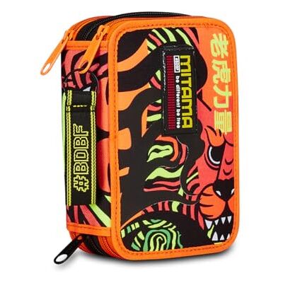Mitama Pennfodral för skola 3 fack, SUPER TREPLO STRONG TIGER, 50-pack innehåll, komplett med blyertspennor, markörer, pennhållare grundskola barn, Apelsin, Taglia Unica, pennfodral med 3 blixtlås Mitama Pennfodral för skola 3 fack, SUPER TREPLO STRONG TIGER, 50-pack innehåll, komplett med blyertspennor, markörer, pennhållare grundskola barn, Apelsin, Taglia Unica, pennfodral med 3 blixtlås
