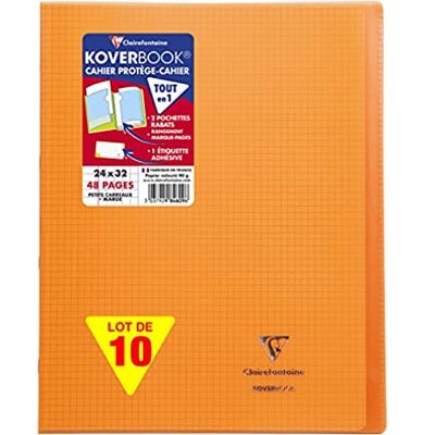 Clairefontaine 984609C en uppsättning med 10 orange Koverbook häftade anteckningsböcker 24 x 32 cm 48 små rutor med marginal 90 g vitt papper polyproomslag Clairefontaine 984609C en uppsättning med 10 orange Koverbook häftade anteckningsböcker 24 x 32 cm 48 små rutor med marginal 90 g vitt papper polyproomslag
