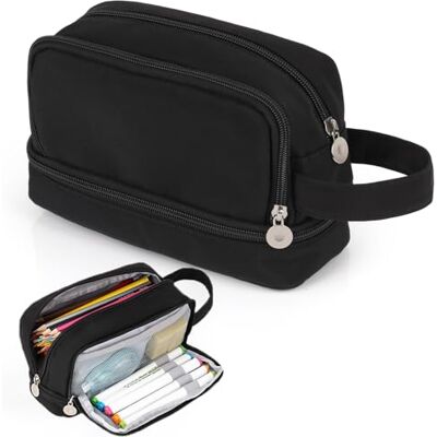 Alyvisun Pennfodral med Stor Kapacitet med 3 Fack för Pojkar Flickor, Multifunktions Brevpapper Arrangör Pennfodral med Handtag, Portabelt Pennskrin för Skola och Kontor (Svart) Alyvisun Pennfodral med Stor Kapacitet med 3 Fack för Pojkar Flickor, Multifunktions Brevpapper Arrangör Pennfodral med Handtag, Portabelt Pennskrin för Skola och Kontor (Svart)