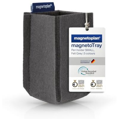 magnetoplan magnetoTray ecoAware Small, magnetisk pennhållare av filt, 6 x 10 x 6 cm, grå pennhållare tillverkad av återvunna PET-flaskor magnetoplan magnetoTray ecoAware Small, magnetisk pennhållare av filt, 6 x 10 x 6 cm, grå pennhållare tillverkad av återvunna PET-flaskor