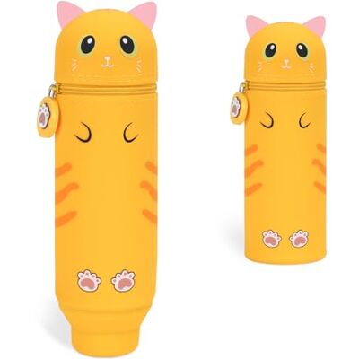 VynyQoo Kawaii Pennfodral i Silikon, Expanderbart 2-i-1, Stor Kapacitet, Dragkedjefodral för Barn, Skrivbordspennhållare, Multifunktionell, orange cat VynyQoo Kawaii Pennfodral i Silikon, Expanderbart 2-i-1, Stor Kapacitet, Dragkedjefodral för Barn, Skrivbordspennhållare, Multifunktionell, orange cat