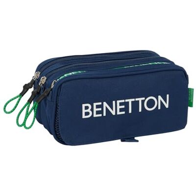 safta BENETTON GREEN Trefaldigt stort pennfodral, barnfodral, perfekt för skolbarn, bekväm och mångsidig, kvalitet och styrka, 21,5 x 8 x 10 cm, Marinblå, M, Avslappnad safta BENETTON GREEN Trefaldigt stort pennfodral, barnfodral, perfekt för skolbarn, bekväm och mångsidig, kvalitet och styrka, 21,5 x 8 x 10 cm, Marinblå, M, Avslappnad