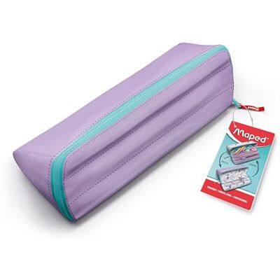 Maped XXL öppning skolväska – vändbart anpassningsbart pennfodral med 1 sida för färgläggning – stor praktisk öppning – 22 x 6 cm triangelfodral – lila pastellfodral med glitter Maped XXL öppning skolväska – vändbart anpassningsbart pennfodral med 1 sida för färgläggning – stor praktisk öppning – 22 x 6 cm triangelfodral – lila pastellfodral med glitter