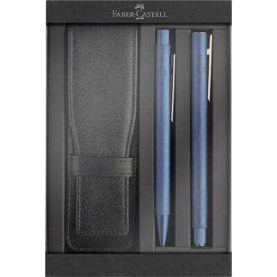 Faber-Castell Presentförpackning Neo Slim mörkblå, 3-delad Elegant skrivset Neo Slim med reservoarpenna M, kulspetspenna och pennfodral i presentförpackning Faber-Castell Presentförpackning Neo Slim mörkblå, 3-delad Elegant skrivset Neo Slim med reservoarpenna M, kulspetspenna och pennfodral i presentförpackning