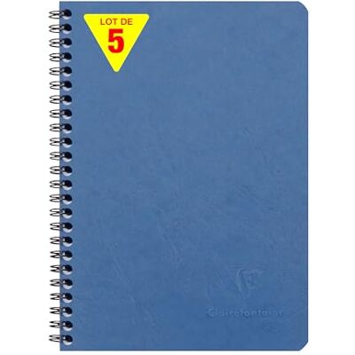 Clairefontaine 785664Cpack En uppsättning med 5 blå ålderspåse-anteckningsböcker A5 14,8 x 21 cm 120 linjerade avtagbara sidor + 3 fickor med förvaringsfickor läder kornomslag Clairefontaine 785664Cpack En uppsättning med 5 blå ålderspåse-anteckningsböcker A5 14,8 x 21 cm 120 linjerade avtagbara sidor + 3 fickor med förvaringsfickor läder kornomslag