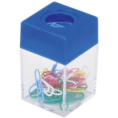 D.RECT Magnetisk pappersklämma dispenser – fyrkantig genomskinlig låda med svart eller blått lock – praktisk organiserare – perfekt för kontor, hem och skola D.RECT Magnetisk pappersklämma dispenser – fyrkantig genomskinlig låda med svart eller blått lock – praktisk organiserare – perfekt för kontor, hem och skola