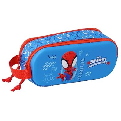 safta SPIDEY 3D 3D dubbelt fodral, barnfodral, barnfodral, perfekt för skolbarn, bekväm och mångsidig, kvalitet och styrka, 21x6x8 cm, Marinblå/röd, M, Avslappnad safta SPIDEY 3D 3D dubbelt fodral, barnfodral, barnfodral, perfekt för skolbarn, bekväm och mångsidig, kvalitet och styrka, 21x6x8 cm, Marinblå/röd, M, Avslappnad