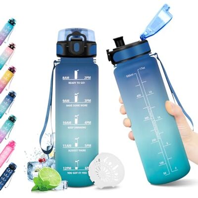 KollyKolla Motiverande vattenflaska för barn, 500 ml, läckagefri, gymvattenflaska med tidsmärkning, BPA-fri, vattenflaska för gym, löpning, yoga, kontor, skola KollyKolla Motiverande vattenflaska för barn, 500 ml, läckagefri, gymvattenflaska med tidsmärkning, BPA-fri, vattenflaska för gym, löpning, yoga, kontor, skola