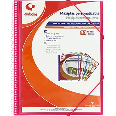 Grafoplás 39843054. Anpassningsbara fodral mapp, 30 Transparent fodral, Fuchsia Rosa, Maxiplas, 30,8 x 24 x 14 Grafoplás 39843054. Anpassningsbara fodral mapp, 30 Transparent fodral, Fuchsia Rosa, Maxiplas, 30,8 x 24 x 14