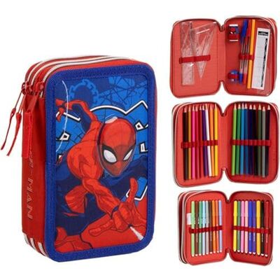CERDÁ LIFE'S LITTLE MOMENTS Spindelmannen Triple Spindelmannen skolväska med kompletta verktyg och original Marvel-design Pulimer Spiderman pennset, färger och tillbehör för barn CERDÁ LIFE'S LITTLE MOMENTS Spindelmannen Triple Spindelmannen skolväska med kompletta verktyg och original Marvel-design Pulimer Spiderman pennset, färger och tillbehör för barn