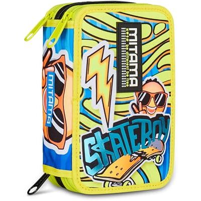 Mitama Pennfodral för skola 3 fack, SUPER TRIPLO FLASH, innehåll 47 st, komplett med pennor, markörer, pennhållare, grundskola barn, Gul, Modern Mitama Pennfodral för skola 3 fack, SUPER TRIPLO FLASH, innehåll 47 st, komplett med pennor, markörer, pennhållare, grundskola barn, Gul, Modern