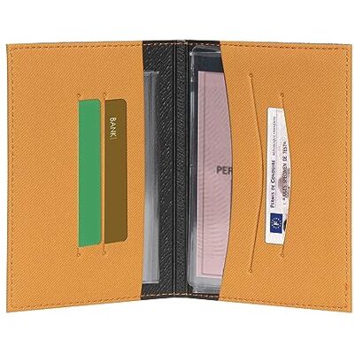 Exacompta 5105228E denim blandad bilväska 4 fack 2 genomskinliga fodral 14 x 10 cm senapsfärg Exacompta 5105228E denim blandad bilväska 4 fack 2 genomskinliga fodral 14 x 10 cm senapsfärg